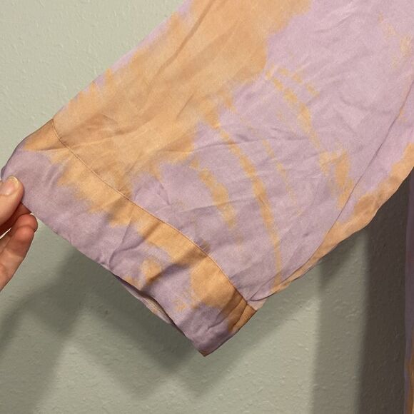 Anthropologie Norblack Norwhite Purple Tie-Dye Sonne Kaftan Maxi Dress Sz Small - Picture 4 of 11